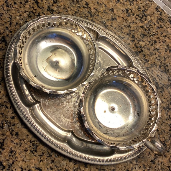 Vintage Silver Plate Cobalt Blue Glass Sugar & Creamer Set Made In England - Picture 3 of 14